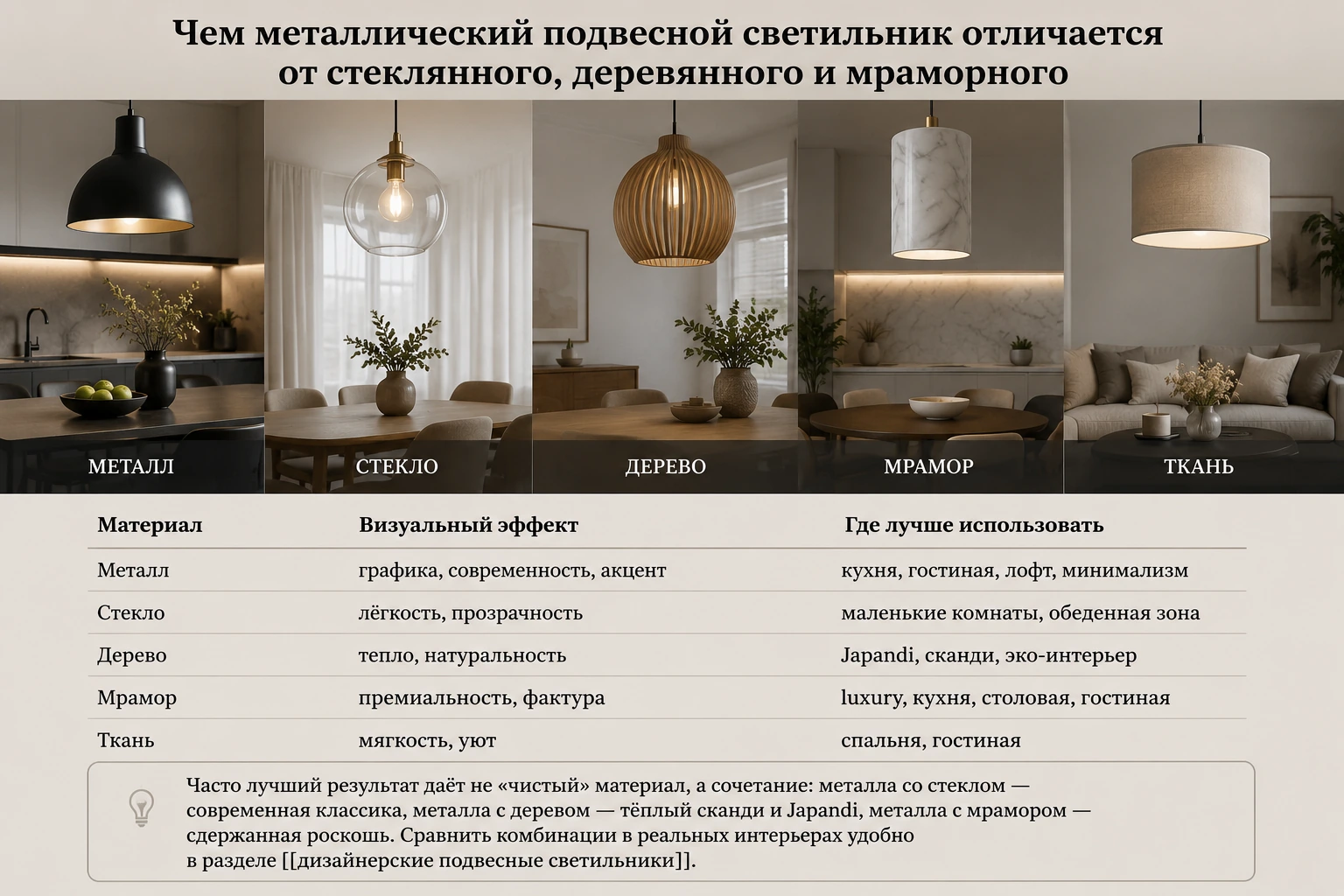 Как выбрать подвесной светильник из металла: кухня, гостиная, спальня и современный интерьер
