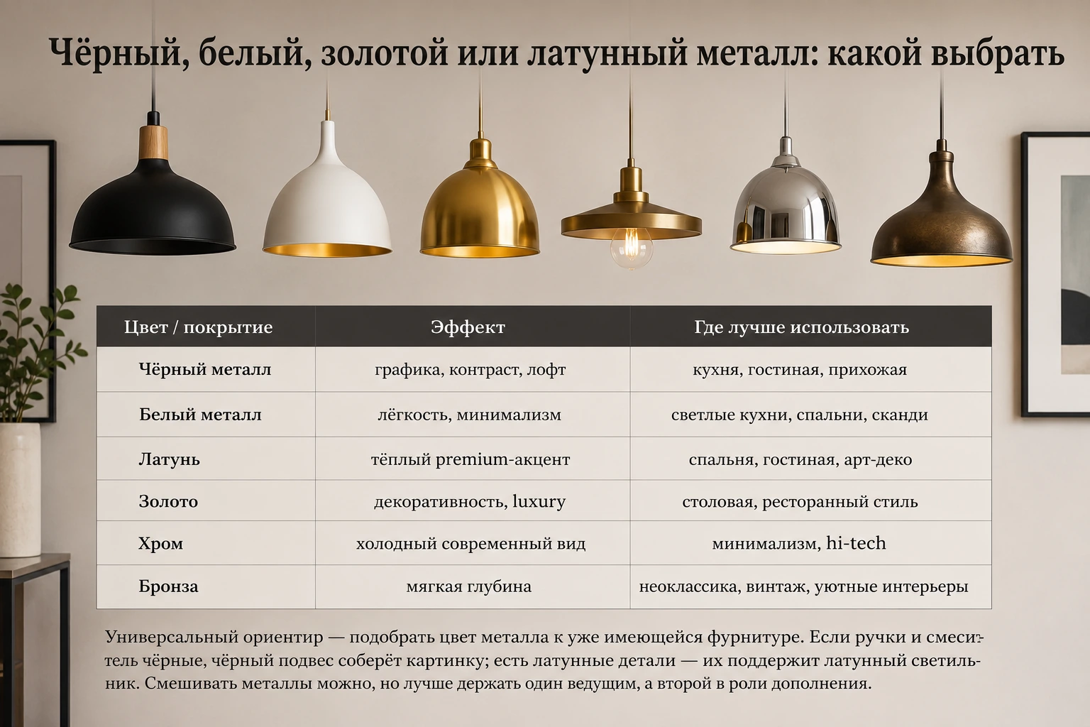 Как выбрать подвесной светильник из металла: кухня, гостиная, спальня и современный интерьер