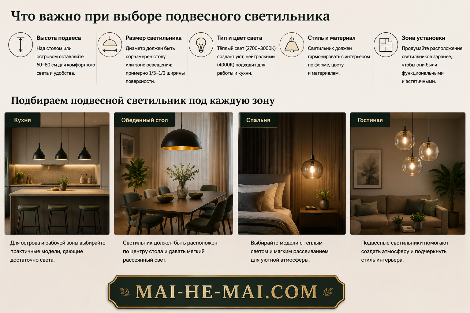 Как выбрать подвесные светильники: кухня, обеденный стол, спальня и интерьер
