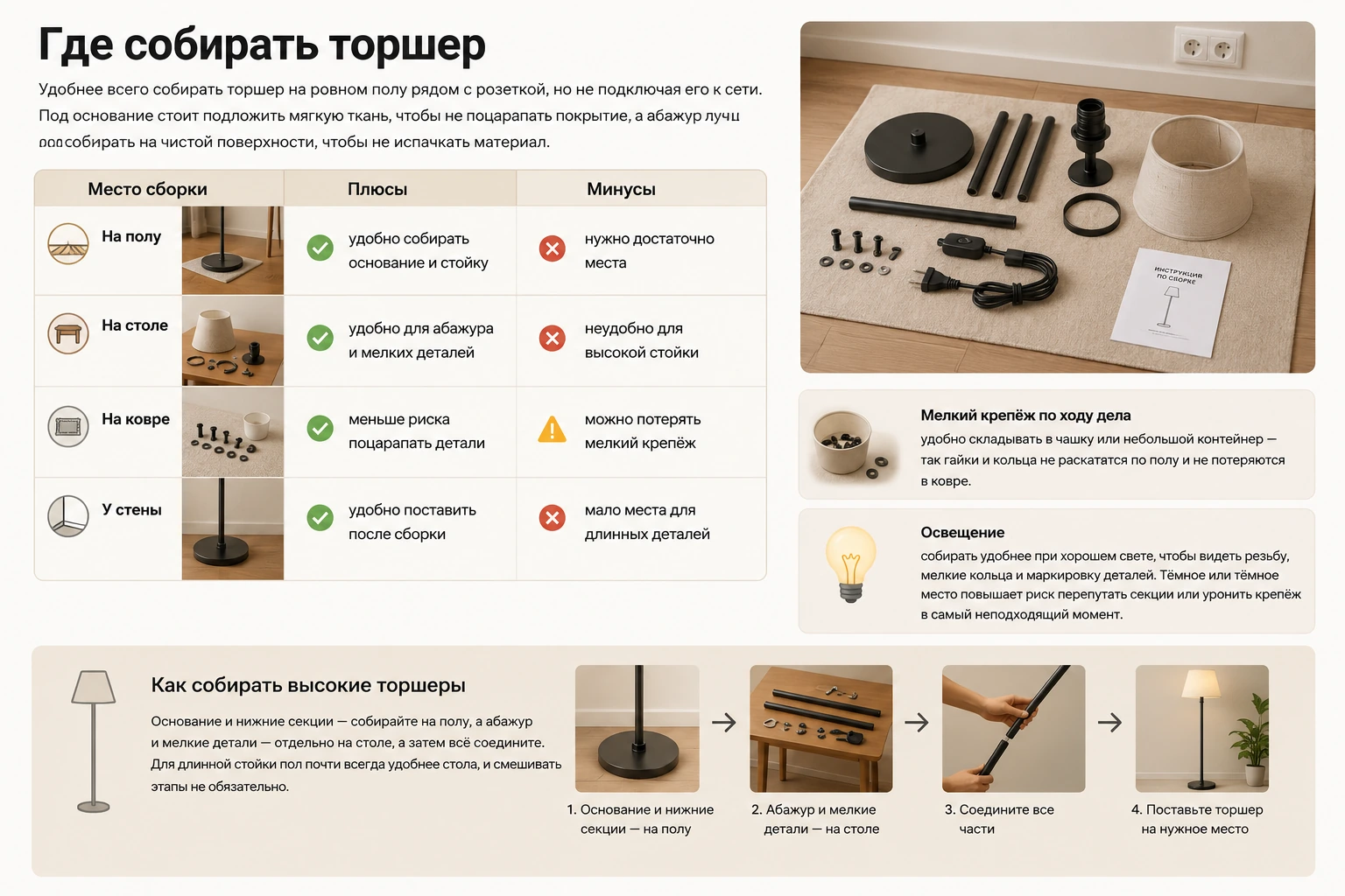 Как правильно собрать торшер: пошаговая инструкция, безопасность и ошибки сборки