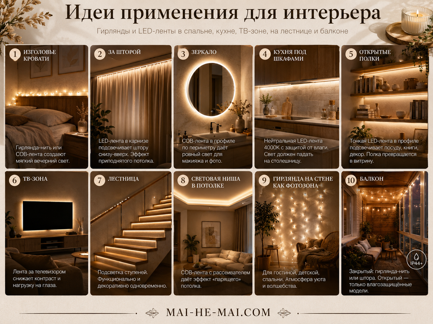 Гирлянды и светодиодные ленты: как выбрать декоративное освещение для дома и улицы