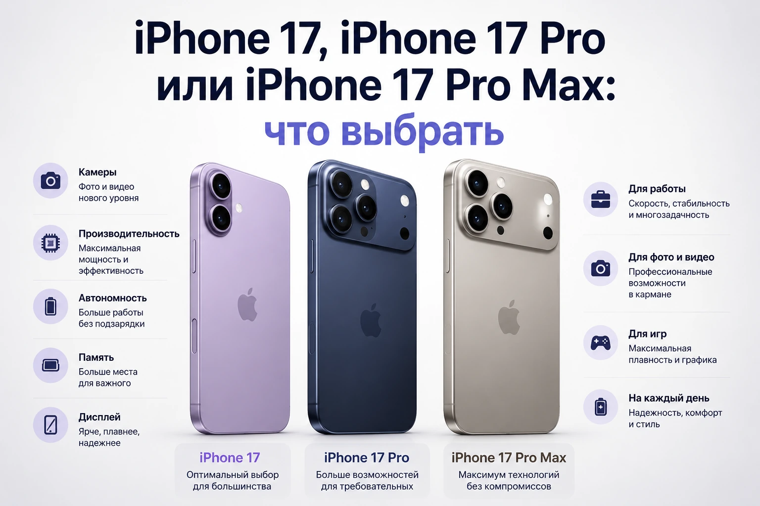 iPhone 17, 17 Pro или 17 Pro Max: что выбрать и стоит ли переплачивать