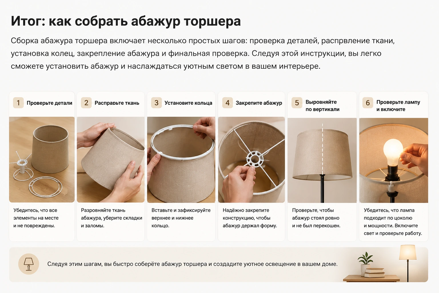 Как собрать абажур торшера: инструкция, крепление и частые ошибки