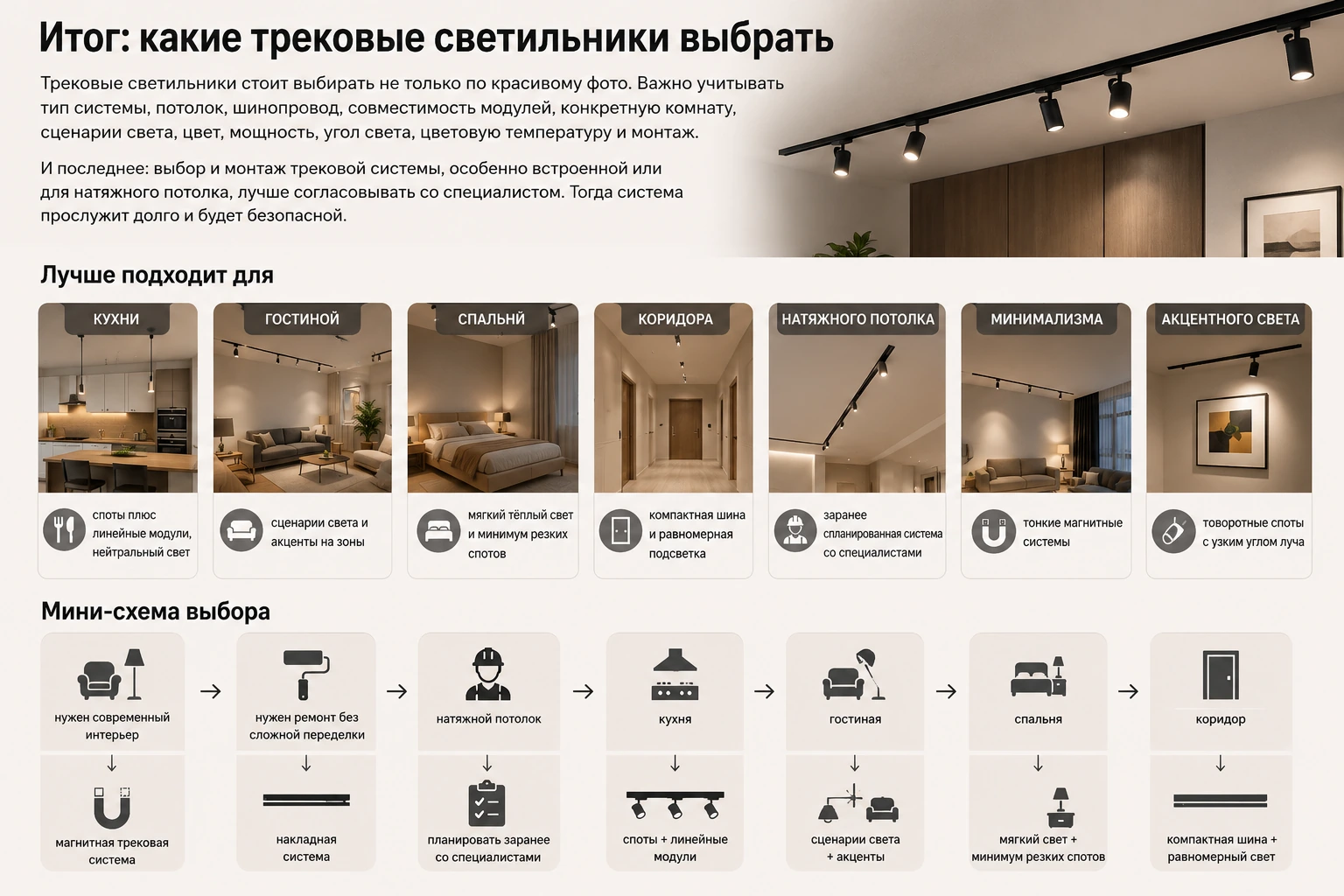 Как выбрать трековые светильники для квартиры