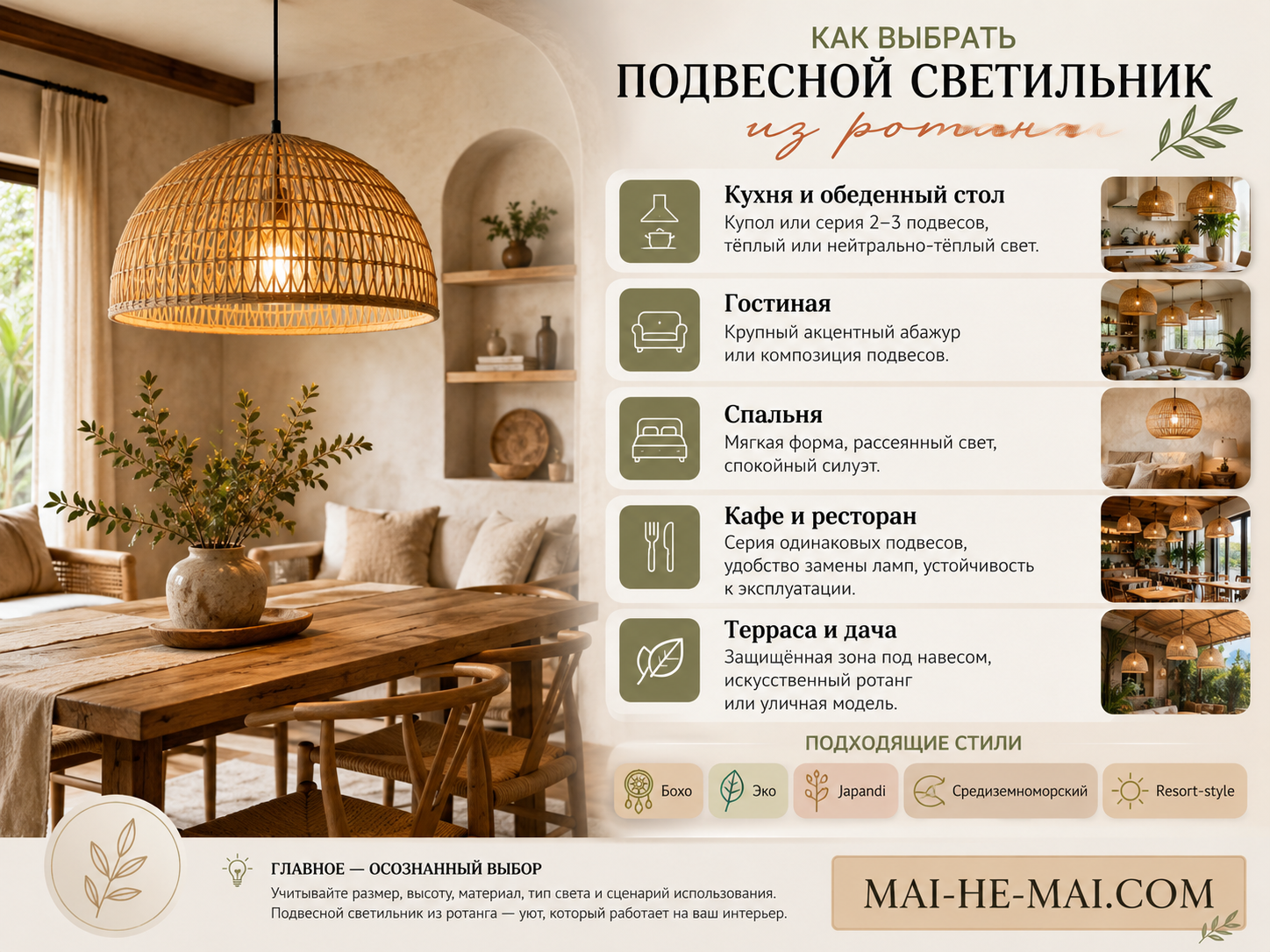 Подвесные светильники из ротанга: как выбрать красивый и практичный свет для интерьера
