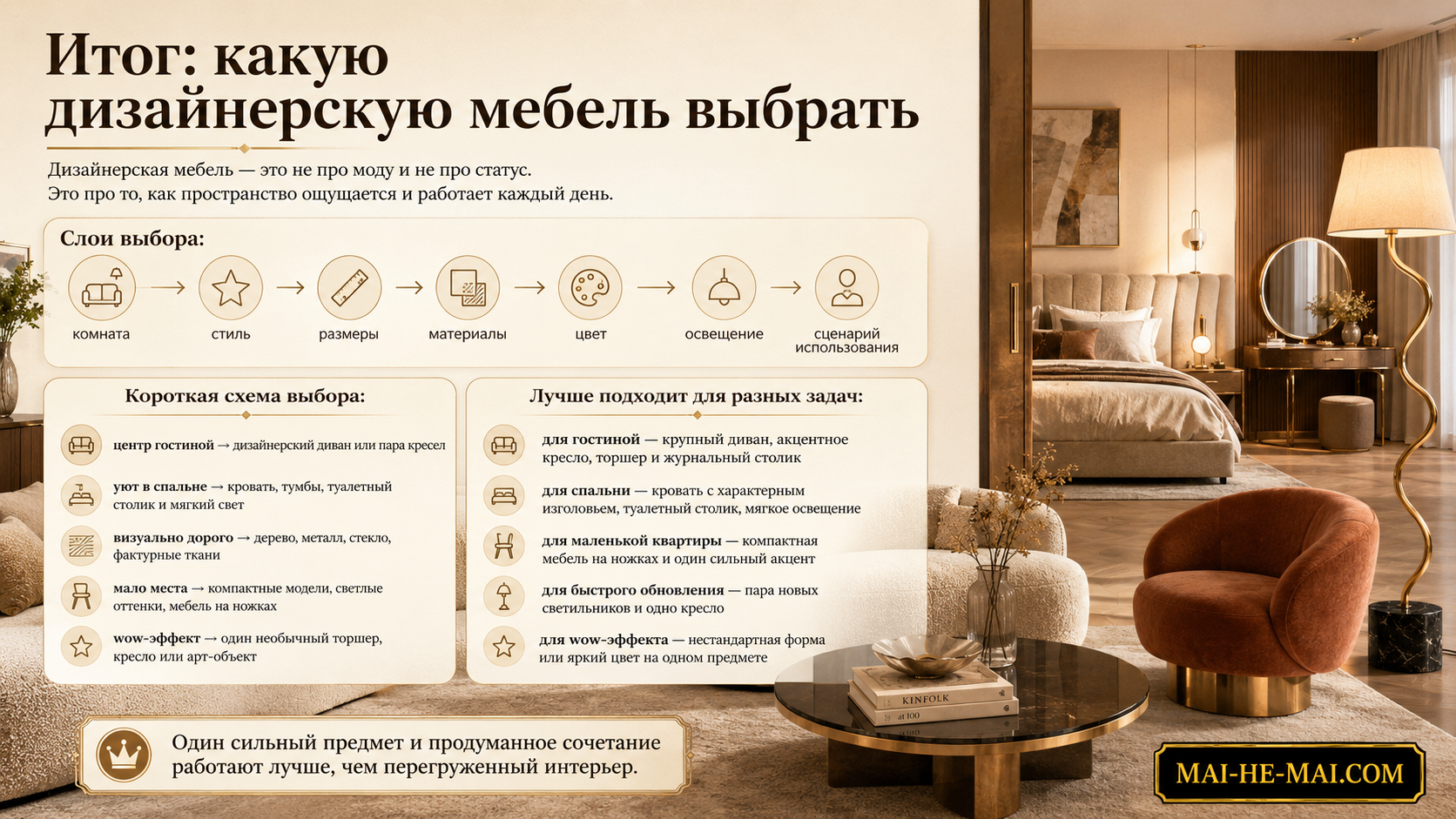 Как выбрать дизайнерскую мебель для дома: гостиная, спальня, стиль и цена