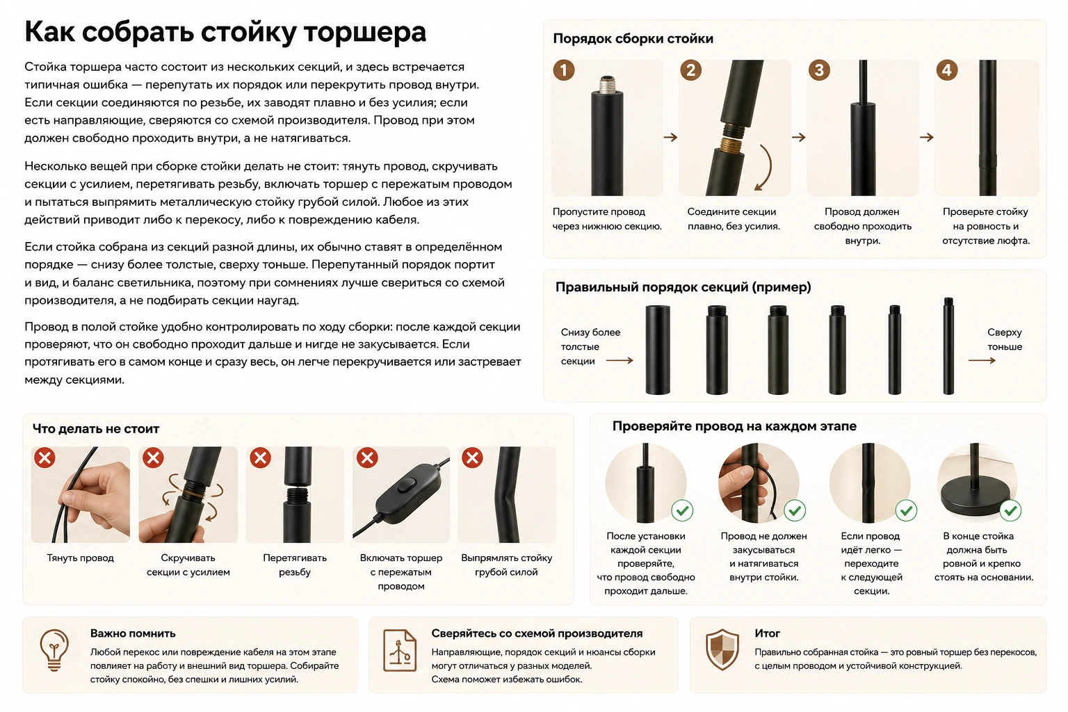 Как правильно собрать торшер: пошаговая инструкция, безопасность и ошибки сборки