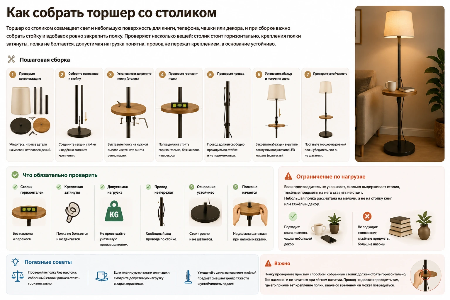 Как правильно собрать торшер: пошаговая инструкция, безопасность и ошибки сборки