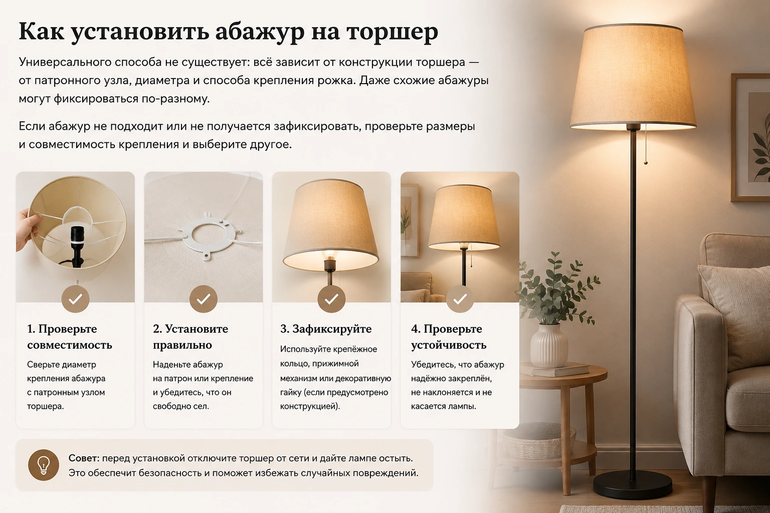 Как собрать абажур торшера: инструкция, крепление и частые ошибки