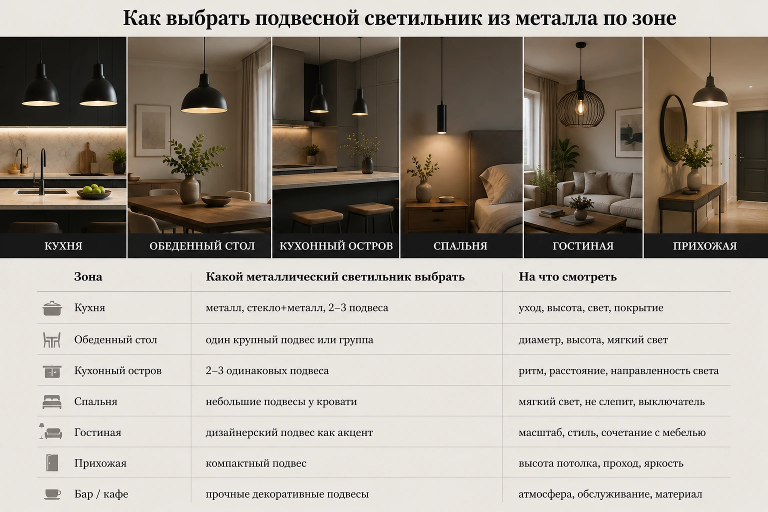 Как выбрать подвесной светильник из металла: кухня, гостиная, спальня и современный интерьер