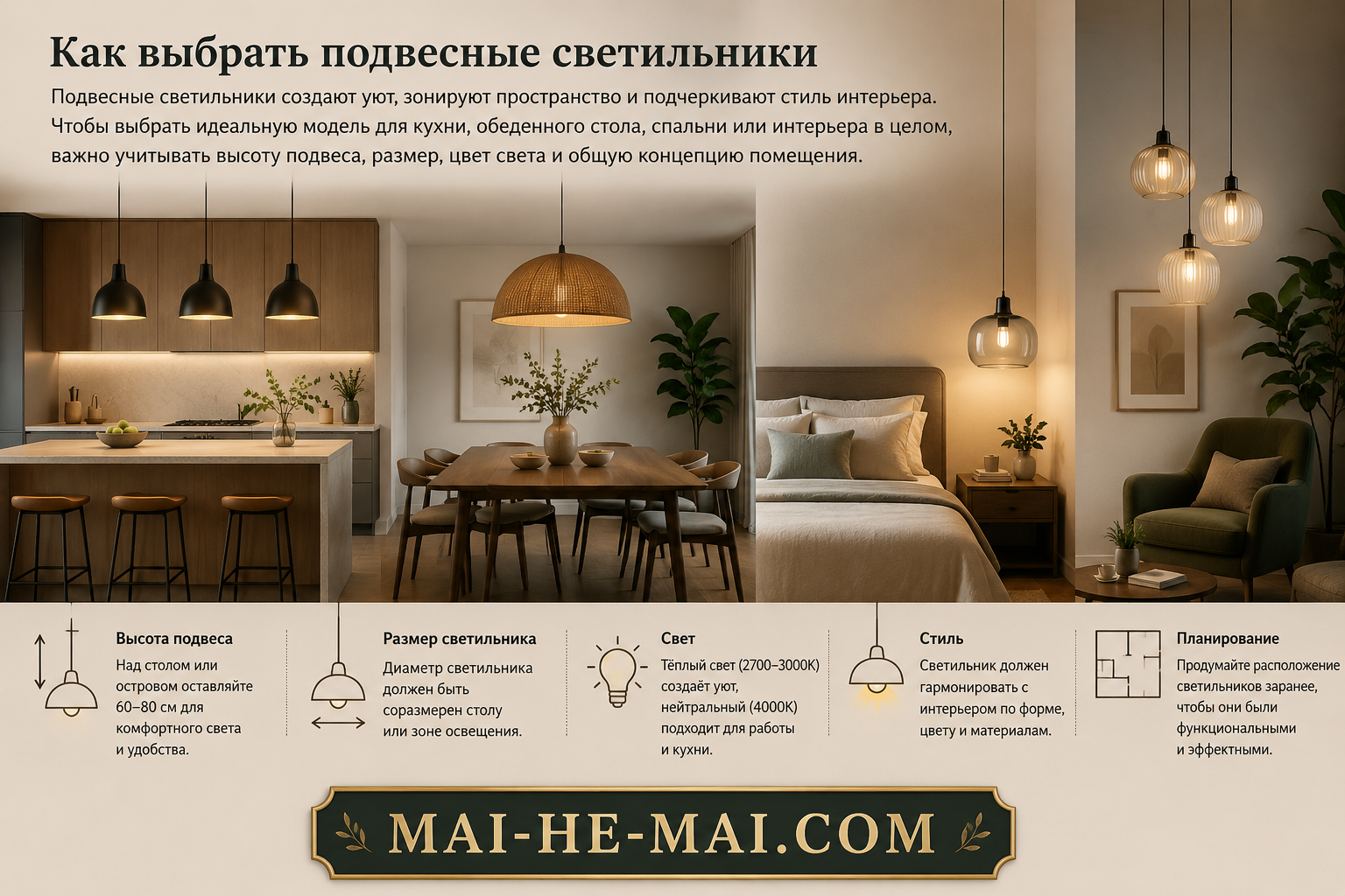 Как выбрать подвесные светильники: кухня, обеденный стол, спальня и интерьер