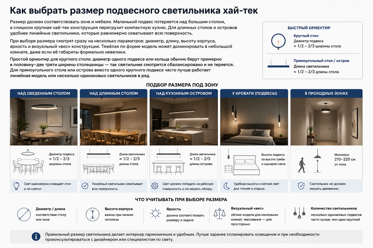 Как выбрать подвесной светильник хай-тек: кухня, гостиная, спальня и современный интерьер