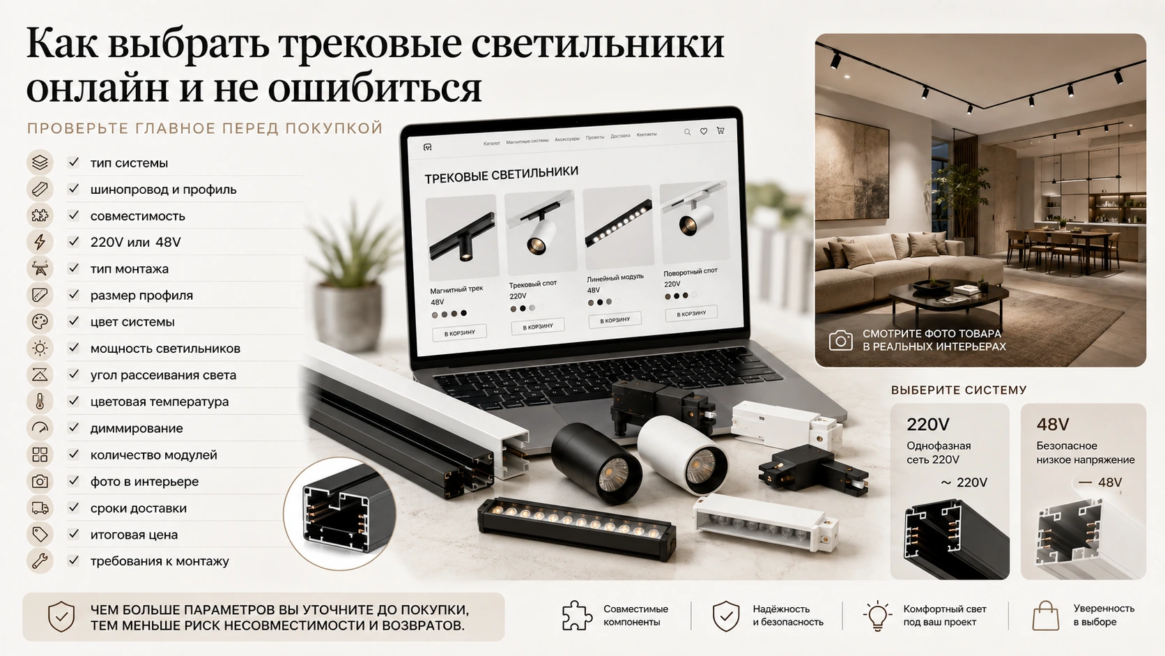 Как выбрать трековые светильники для квартиры