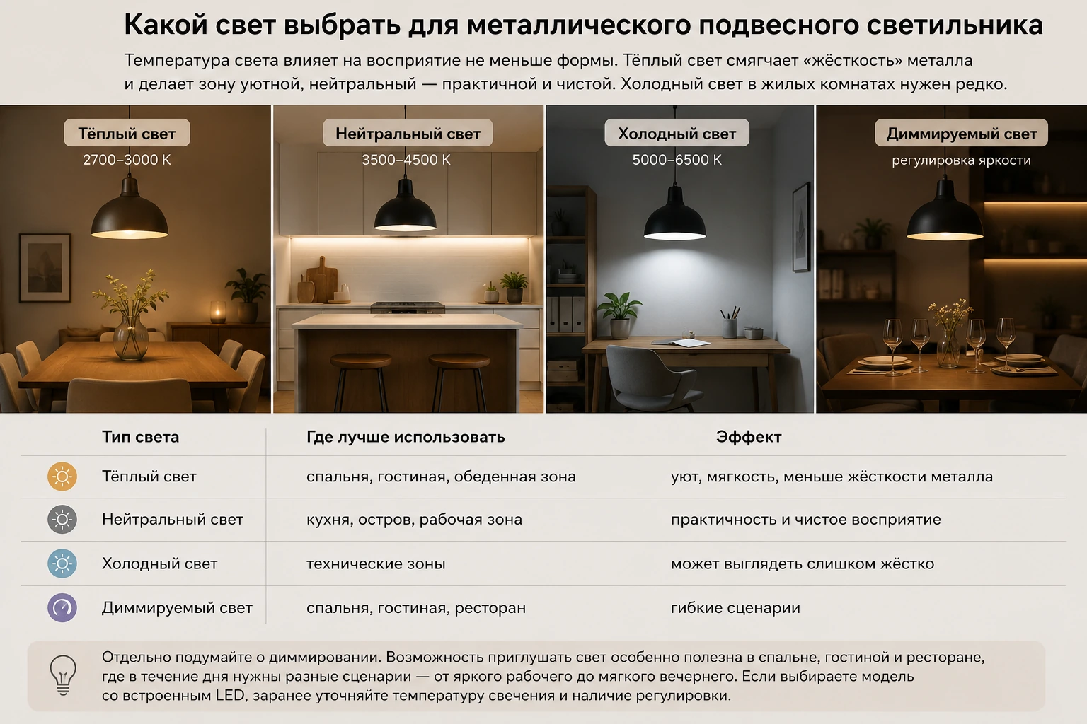 Как выбрать подвесной светильник из металла: кухня, гостиная, спальня и современный интерьер