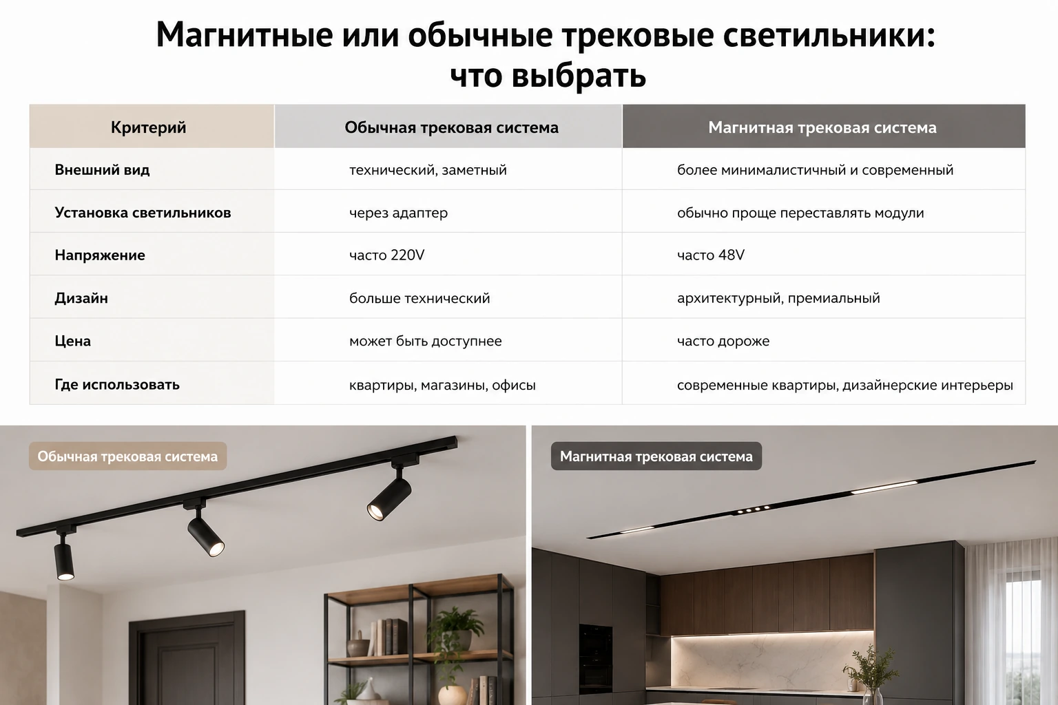 Как выбрать трековые светильники для квартиры