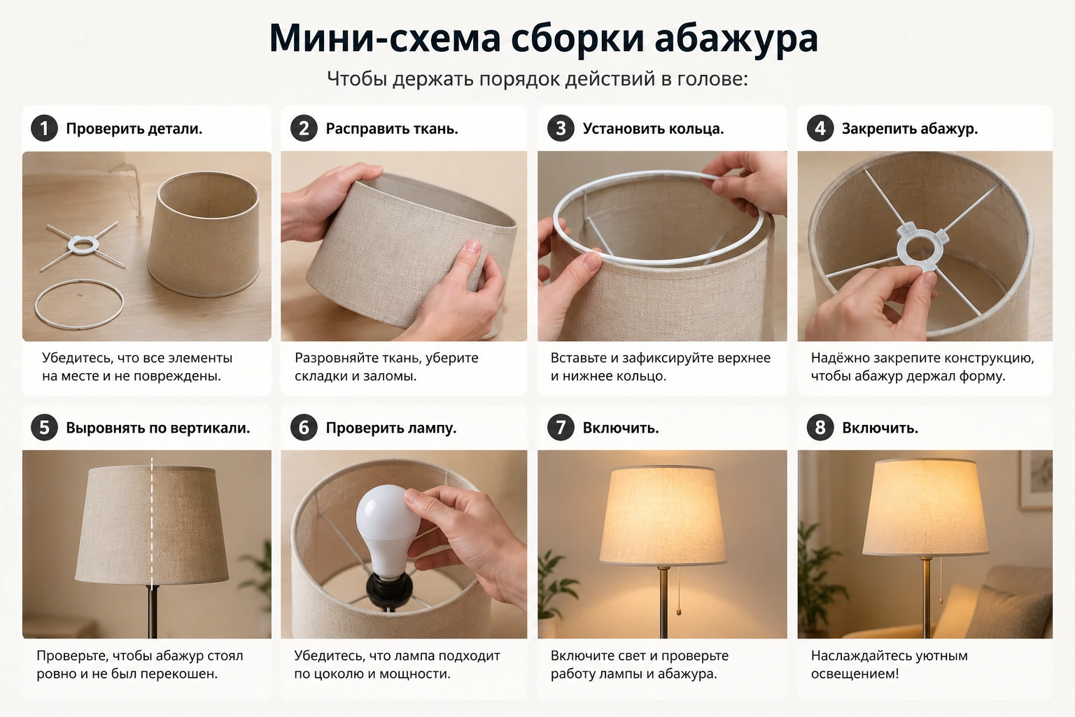 Как собрать абажур торшера: инструкция, крепление и частые ошибки