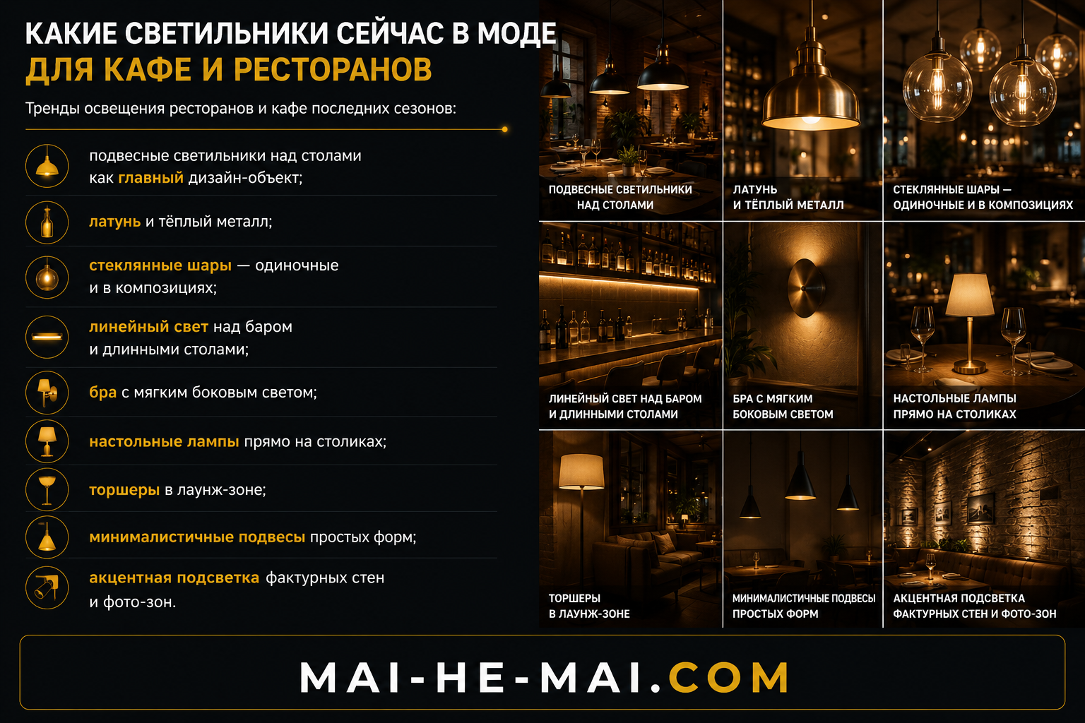 Как выбрать светильники для кафе, баров и ресторанов: атмосфера, зоны, стиль и цена
