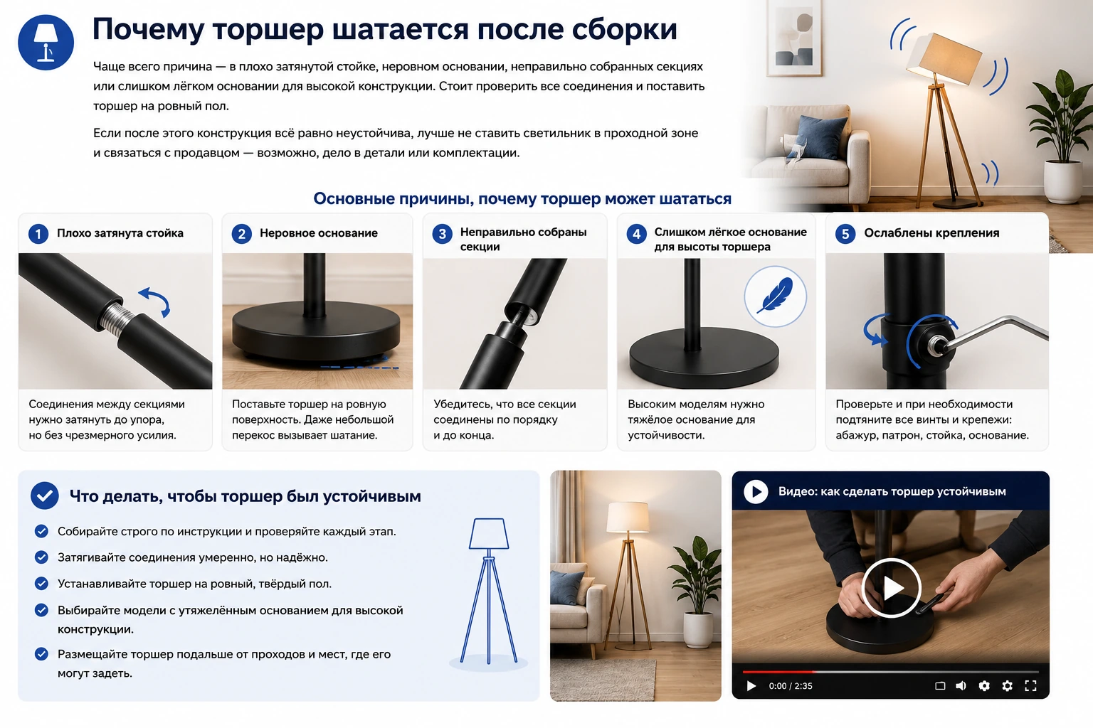 Как собрать торшер: пошаговая инструкция, ошибки и проверка перед включением