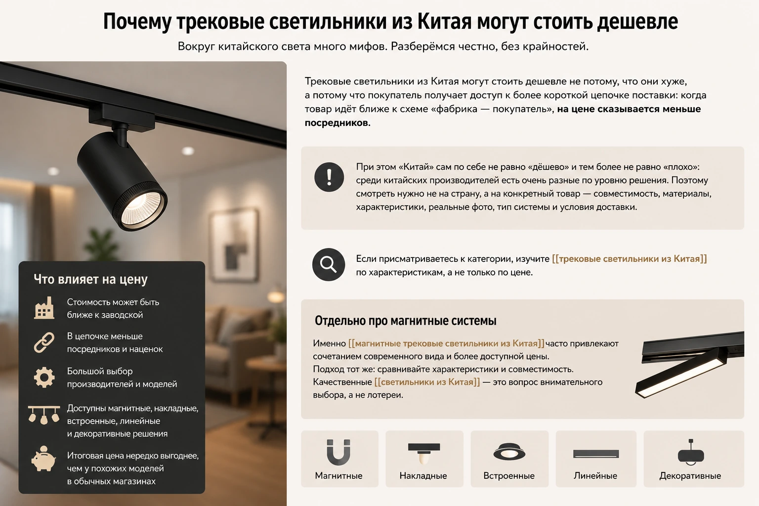 Как выбрать трековые светильники для квартиры