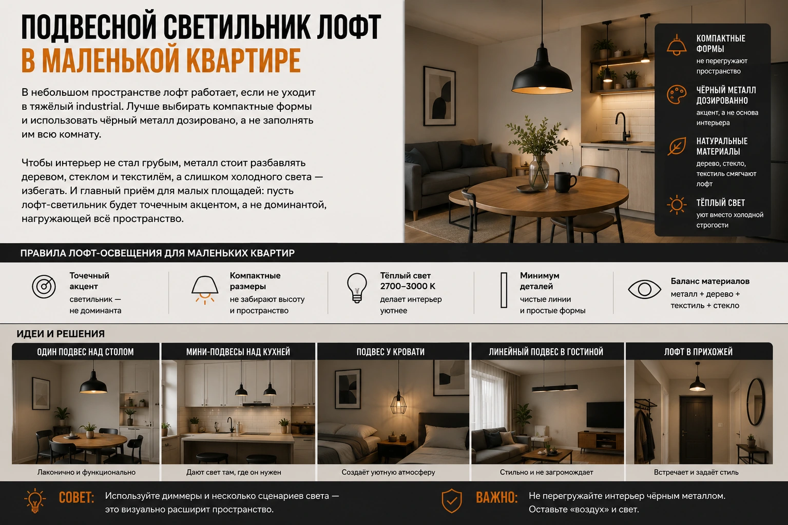 Как выбрать подвесной светильник лофт: кухня, гостиная, спальня и современный интерьер