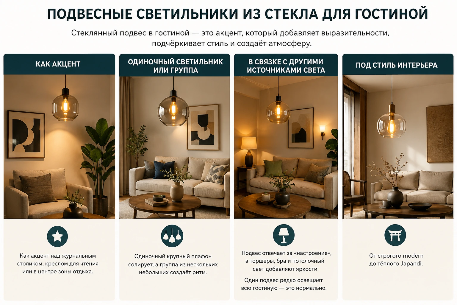 Подвесные светильники из стекла: как выбрать для кухни, гостиной и современного интерьера