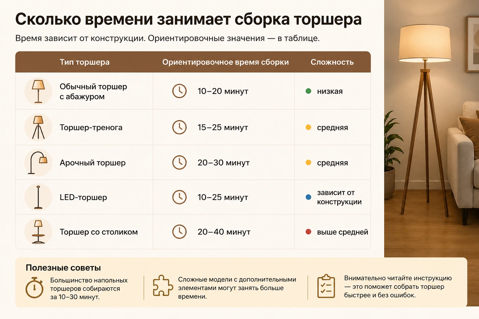 Как собрать торшер: пошаговая инструкция, ошибки и проверка перед включением
