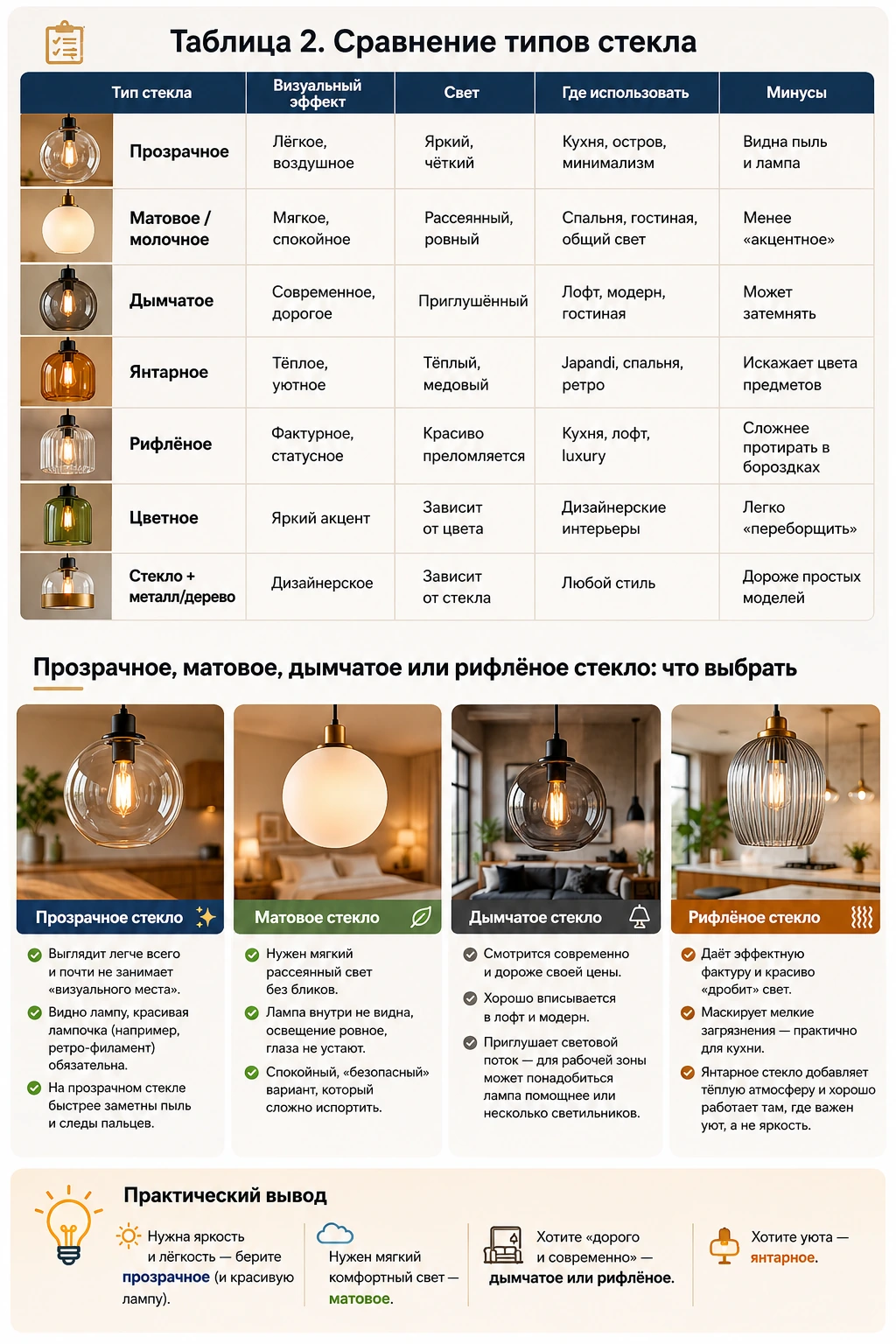 Подвесные светильники из стекла: как выбрать для кухни, гостиной и современного интерьера