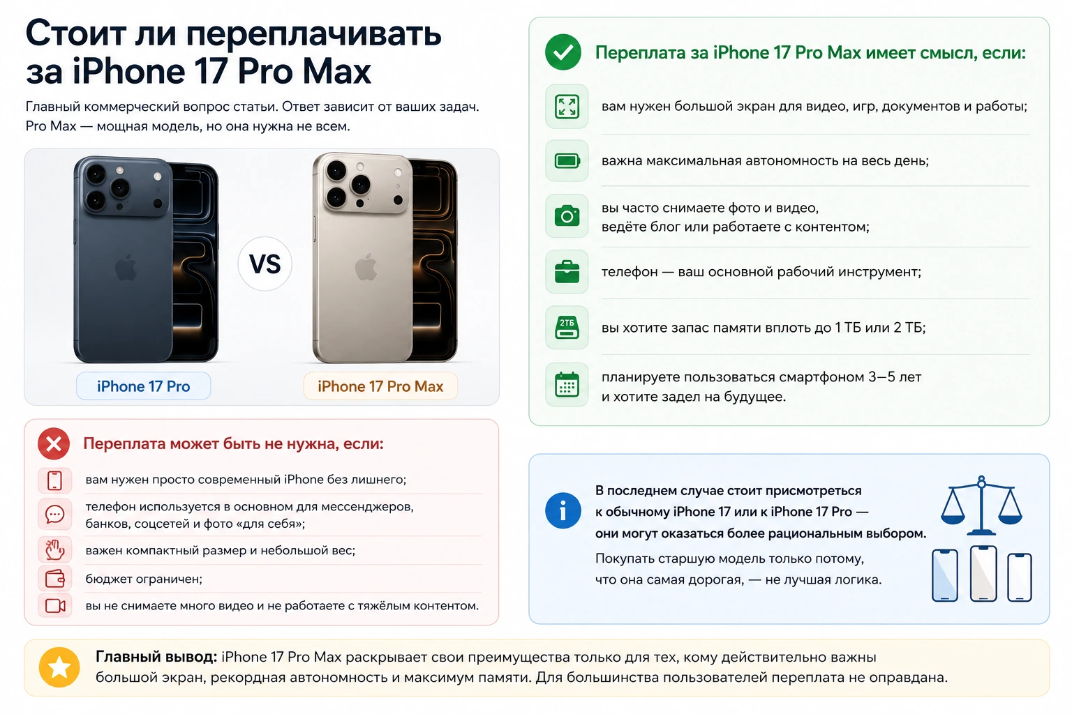 iPhone 17, 17 Pro или 17 Pro Max: что выбрать и стоит ли переплачивать