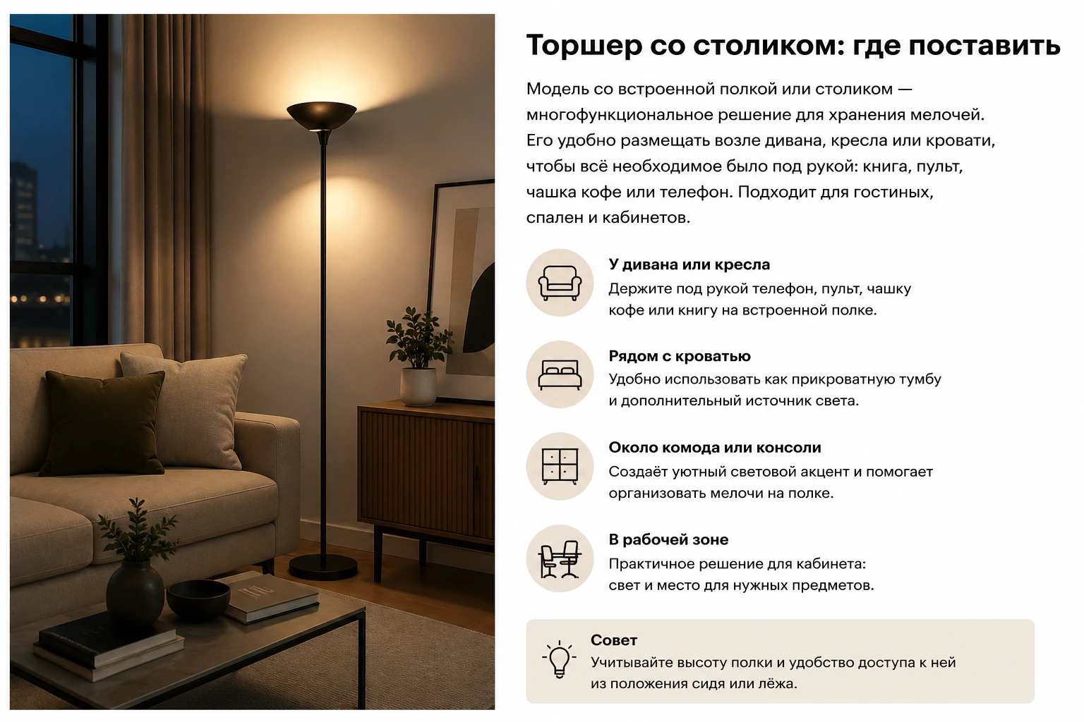 Куда поставить торшер: у дивана, кресла, кровати и в углу комнаты