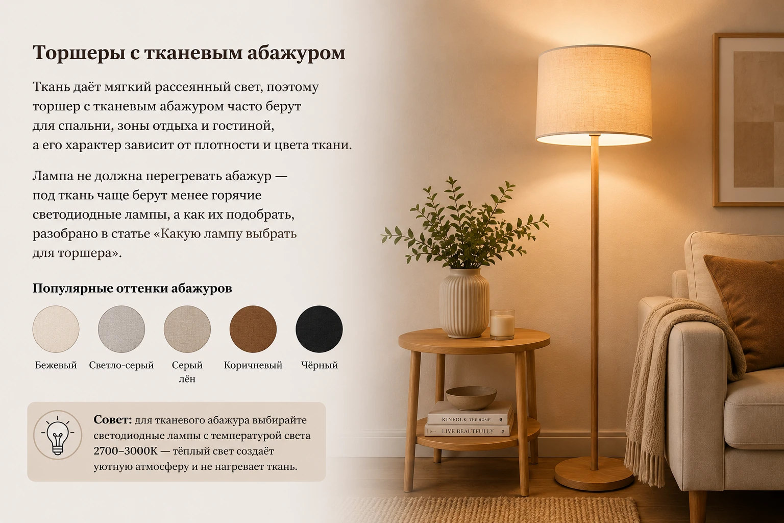 Какие материалы для торшеров лучше: металл, дерево, стекло, ткань и ротанг