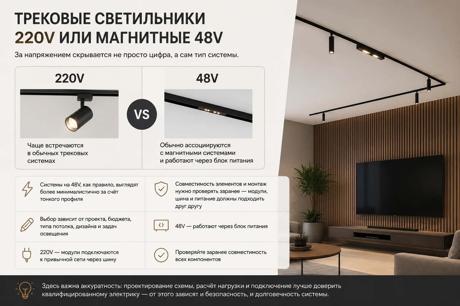 Как выбрать трековые светильники для квартиры