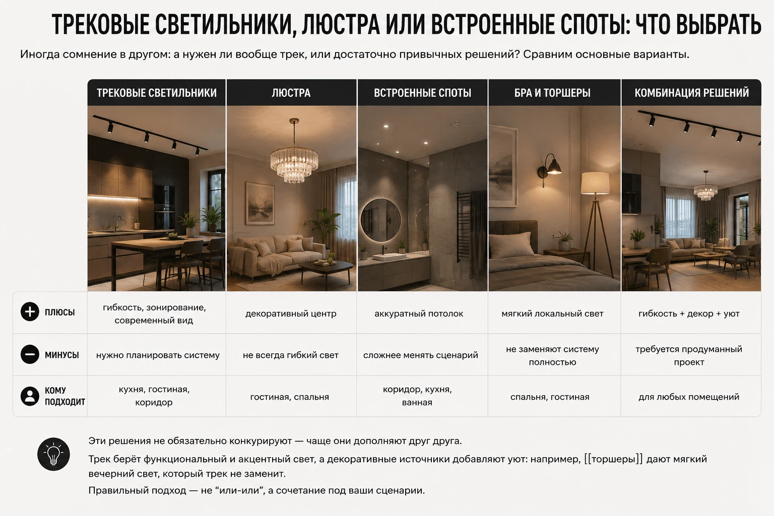 Как выбрать трековые светильники для квартиры