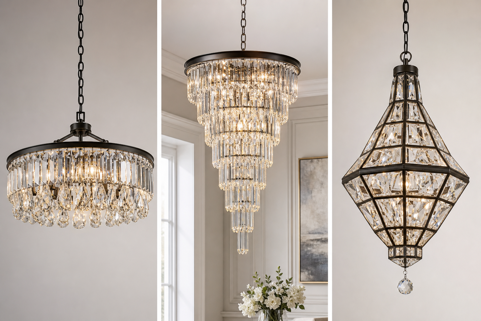 Как выбрать хрустальную подвесную люстру: размер, форма, свет и уход