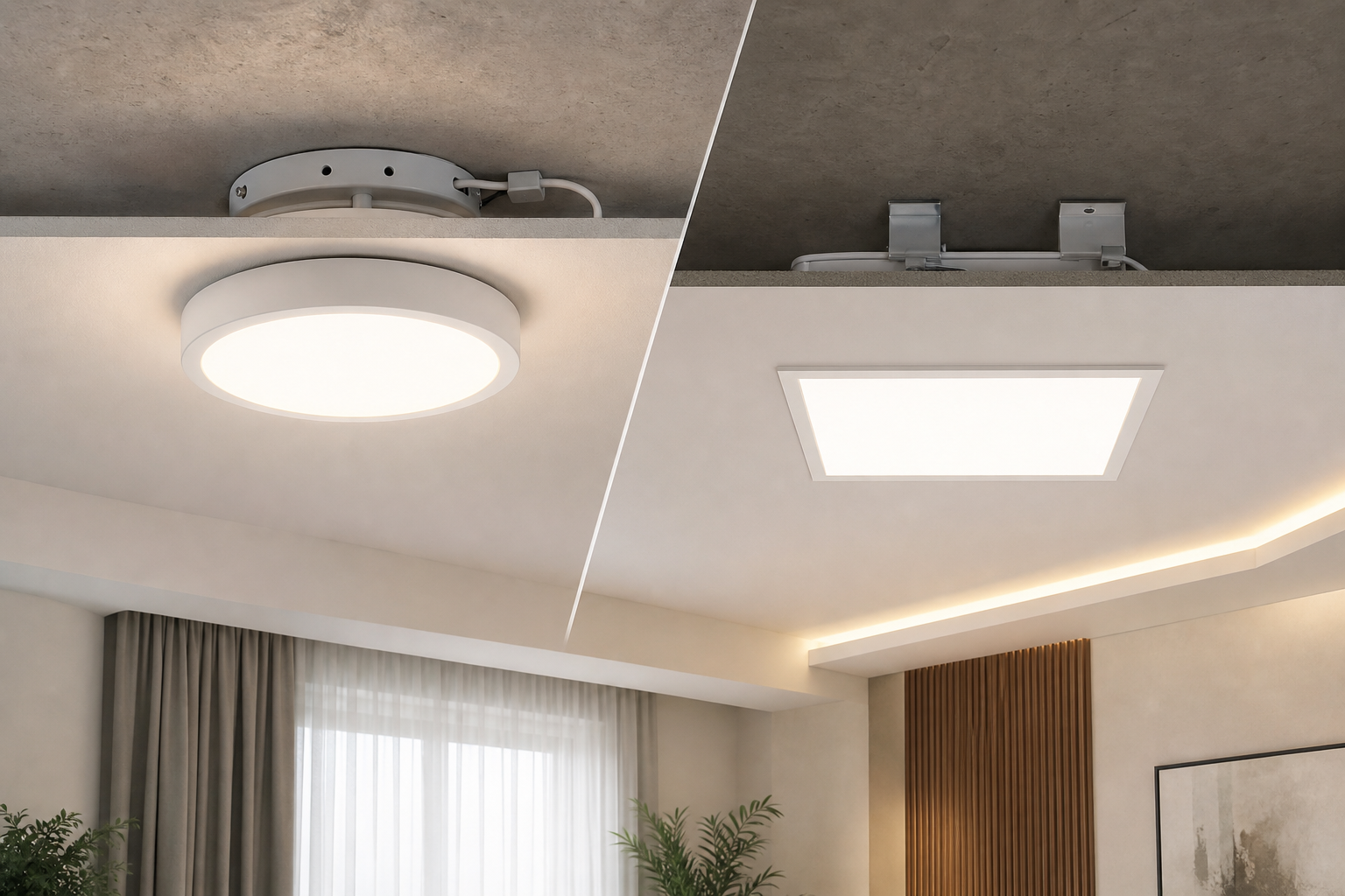 Светодиодные потолочные светильники LED: как выбрать по яркости, типу модуля и совместимости с потолком
