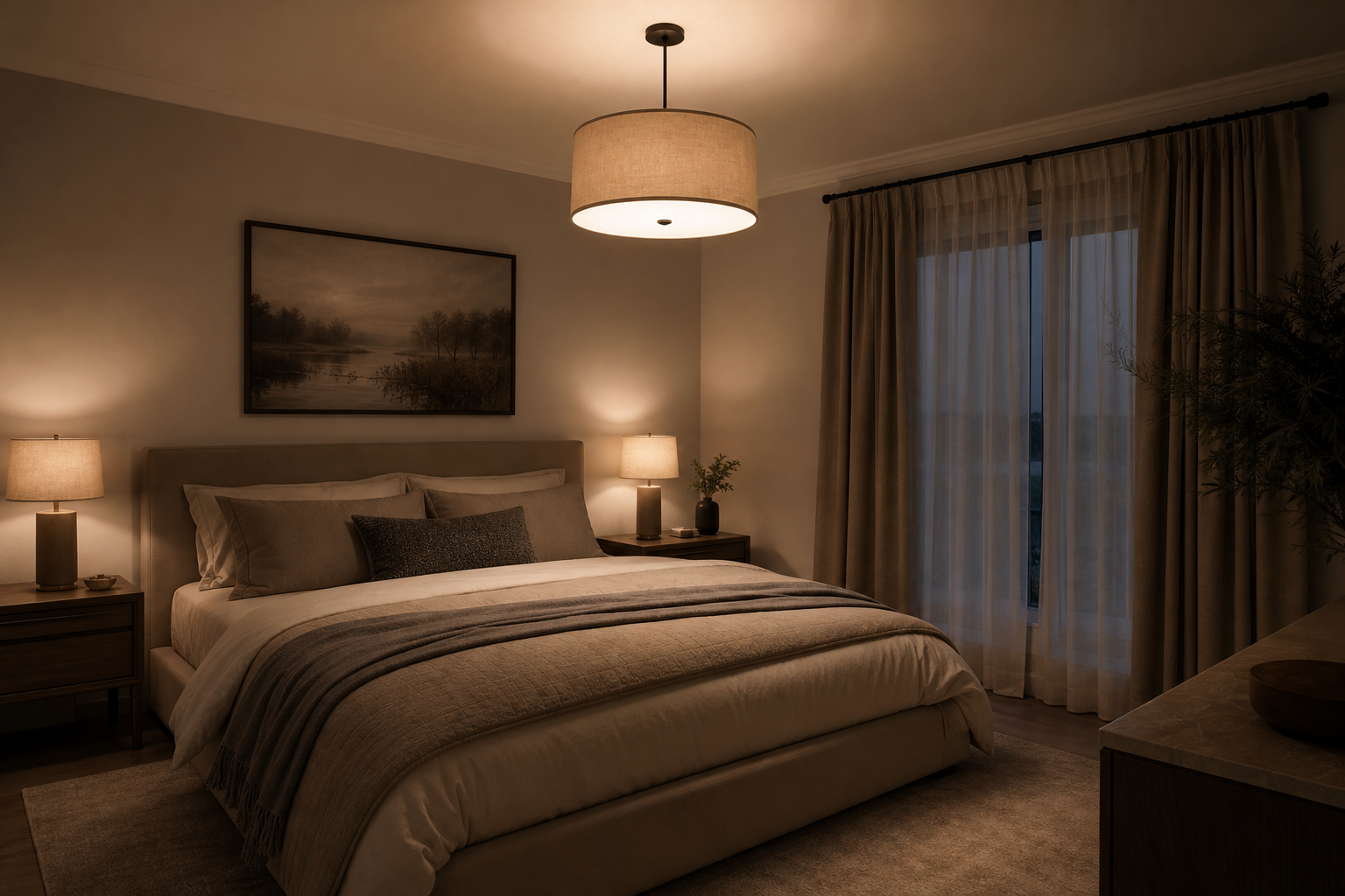 Как выбрать подвесной светильник для спальни: высота, мягкость света и сценарии размещения