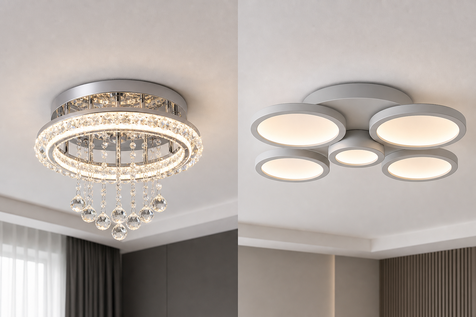 Светодиодная люстра с хрусталем или без: что выбрать для гостиной и зала